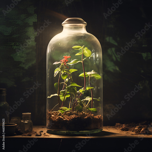 bottle of water bottle, glass, green, medicine, isolated, plant, white, oil, herbal, leaf, herb, jar, aromatherapy, 