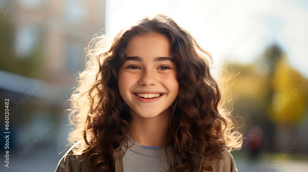 Vaccinated teenage girl smiling at the camera Vaccinated teenage girl smiling at the camera