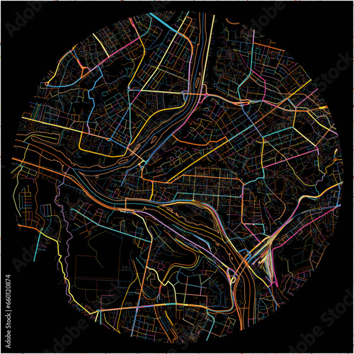 Colorful Map of Kaunas, Kaunas County with all major and minor roads.
