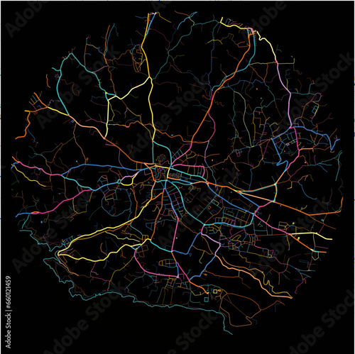 Colorful Map of Rabat, Gozo Region with all major and minor roads.