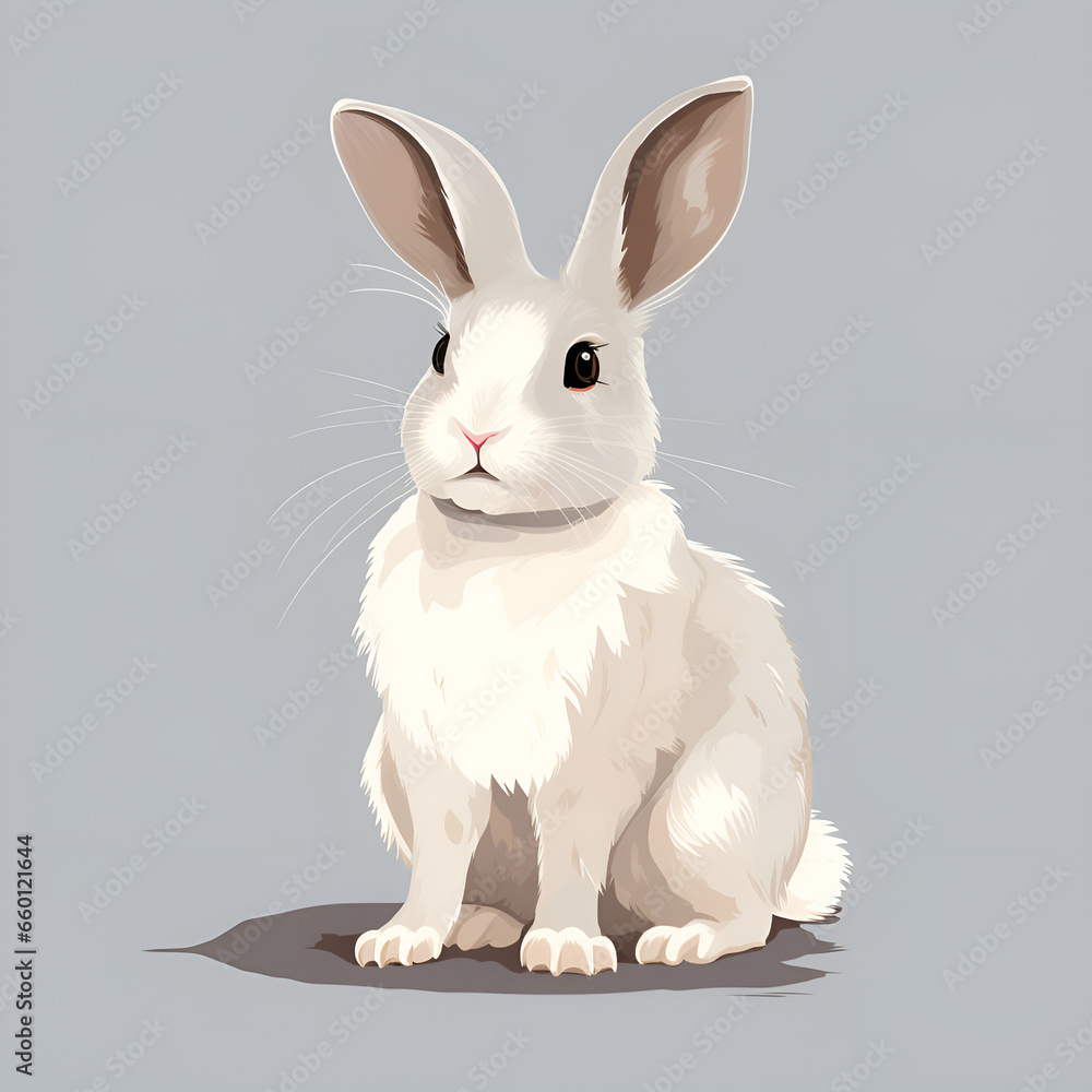 Fototapeta premium white rabbit on whit rabbit, animal, bunny, isolated, mammal, pets, fluffy, white, pet, fur, easter, cute, hare, small, 