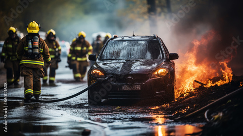 Car Crash Traffic Accident: Paramedics and Firefighters © alexkich