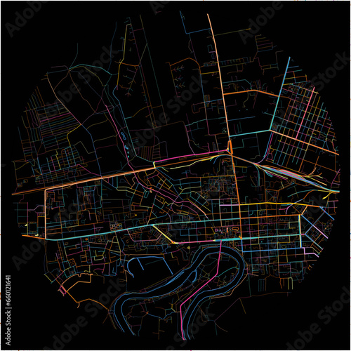 Colorful Map of Tiraspol, Transnistria with all major and minor roads.