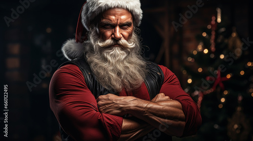 Portrait of handsome old santa hipster photo