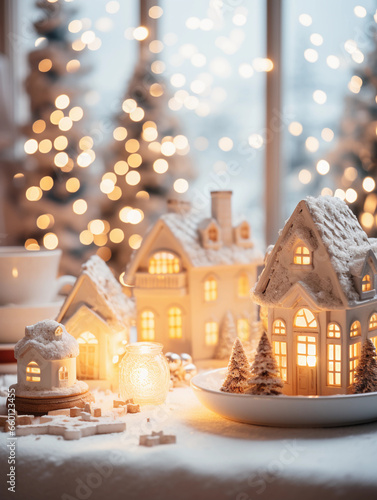 A table with christmas decorations