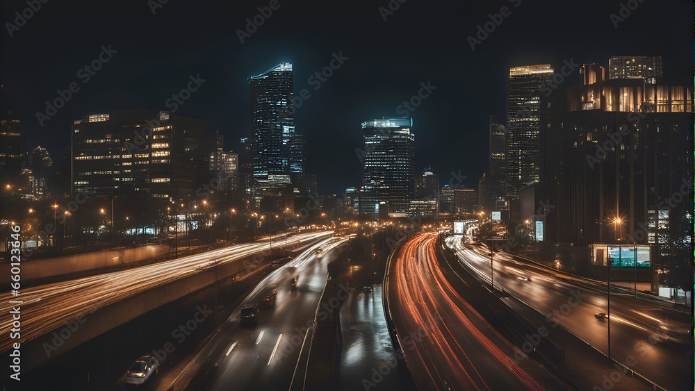 Downtown Los Angeles at night. California. United States of America