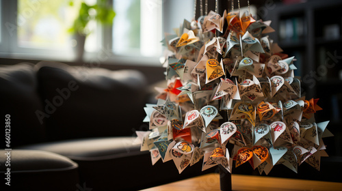 A beautifully decorated Christmas tree adorned with Boxing Day sale tags on each ornament © Наталья Евтехова