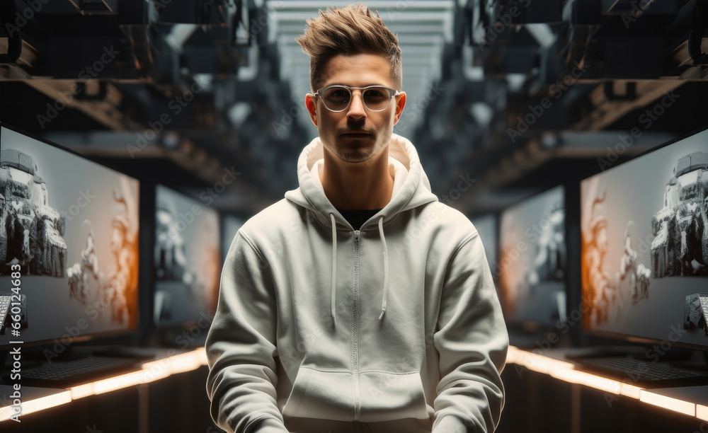 Man creating and customizing their digital avatar for metaverse interactions. Man creating and customizing their digital avatar for metaverse interactions.