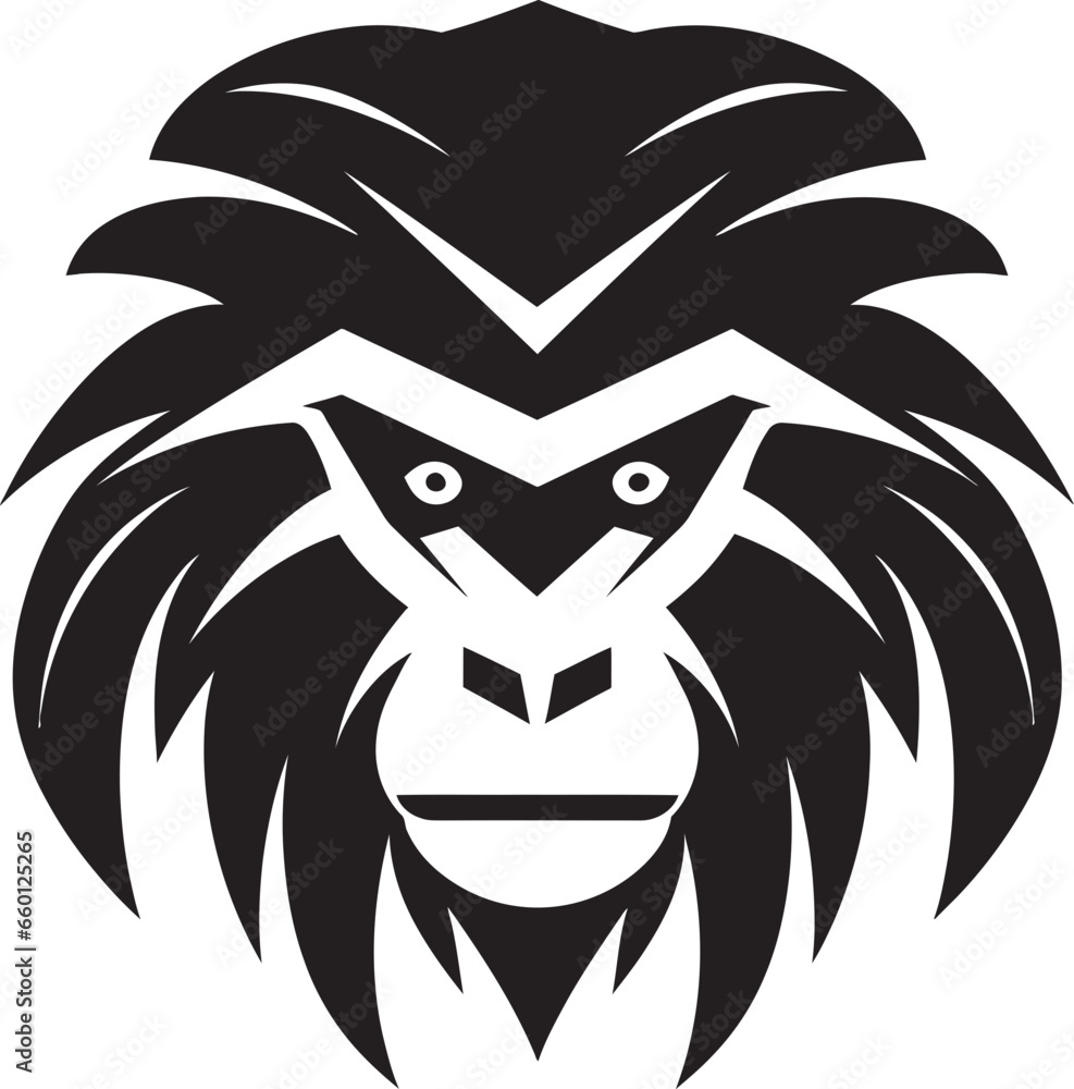 Artistic Monkey Badge Baboon Portrait Icon Artistic Monkey Badge Baboon Portrait Icon