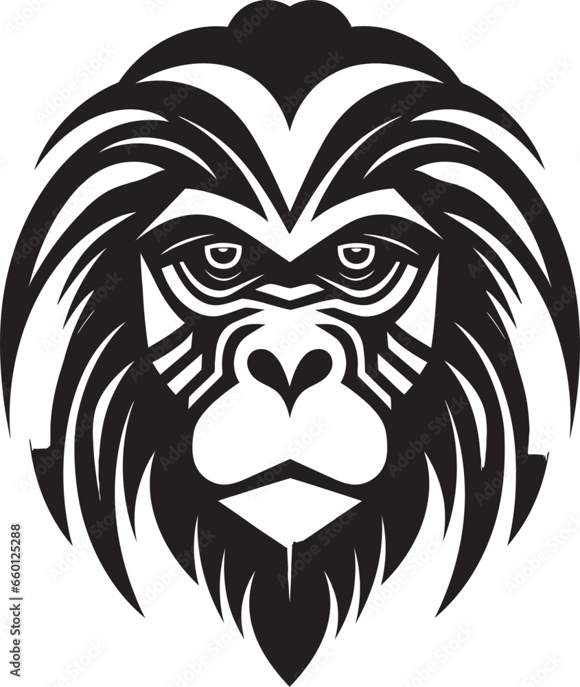 Wildlife Monkey Insignia Bold Baboon Face Design