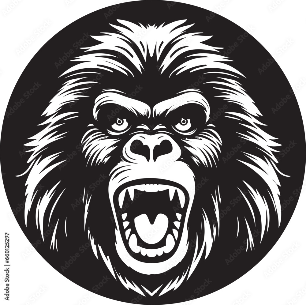 Fototapeta premium Bold Baboon Face Design Jungle Royalty Symbol