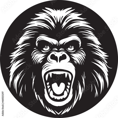 Bold Baboon Face Design Jungle Royalty Symbol