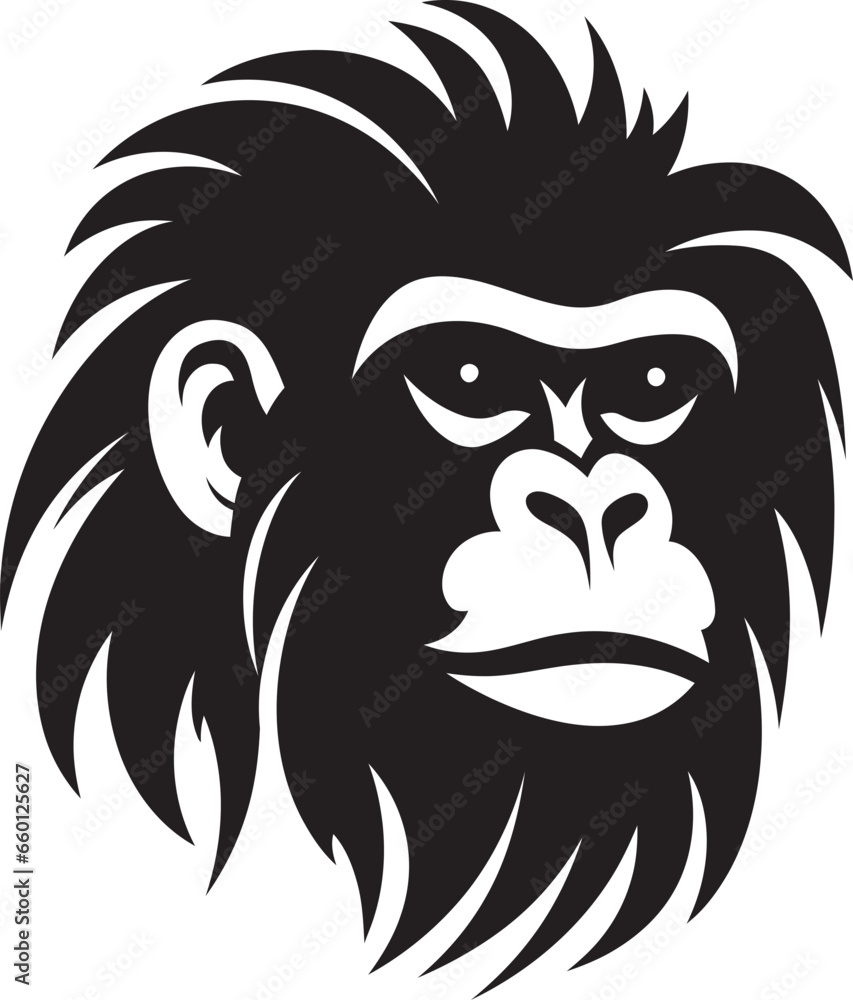 Baboon Crowned Badge Regal Primate Logo