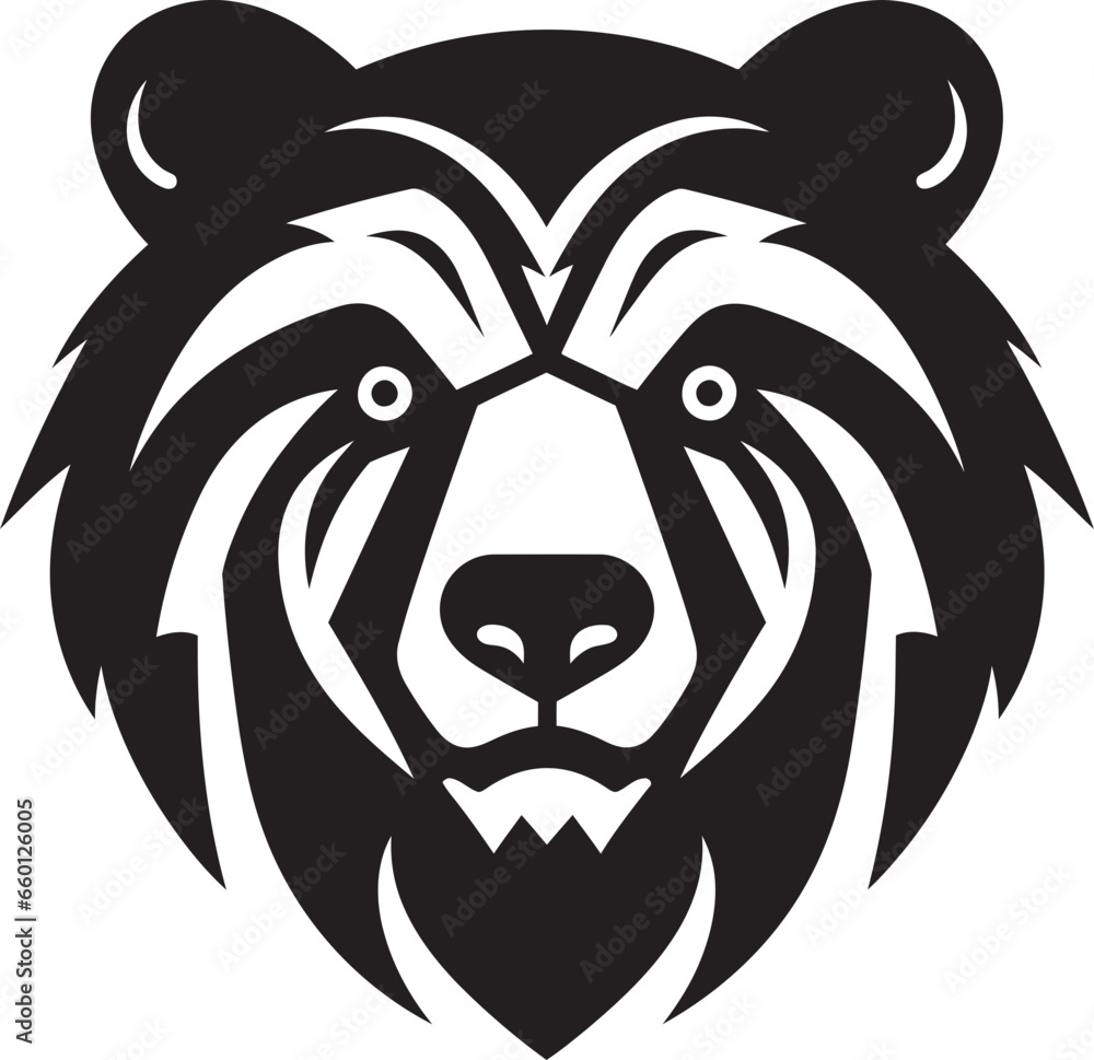 Obraz premium Bear Head Monogram Bear Crown Design