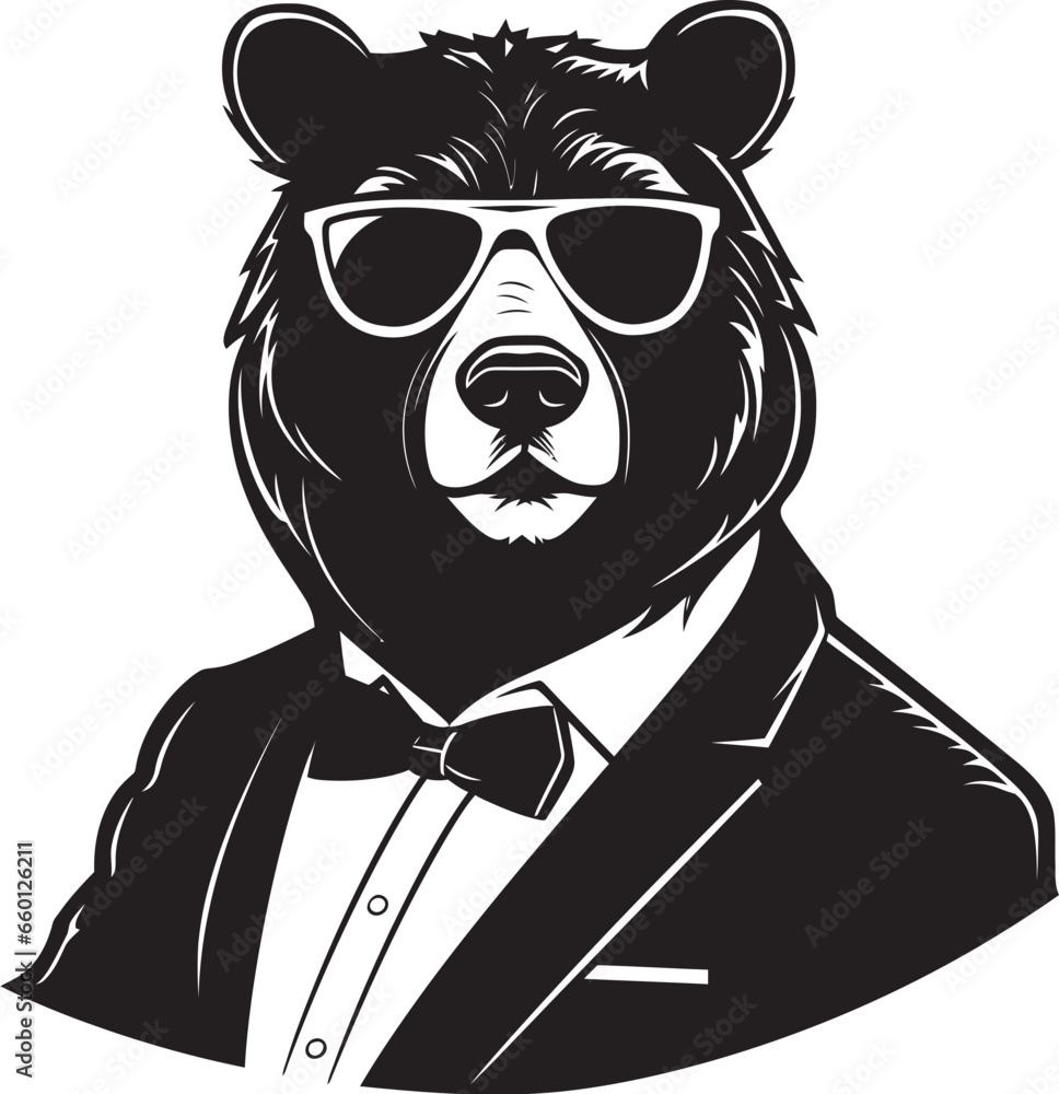 Fototapeta premium Bear Monarchy Badge Powerful Leader Icon