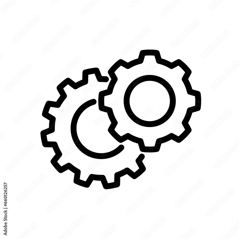 Settings gears (cogs) flat icon for apps and websites - obrazy, fototapety, plakaty 