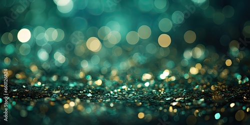 Festive abstract bokeh background  shiny sparkles with bright glowing lights in dark