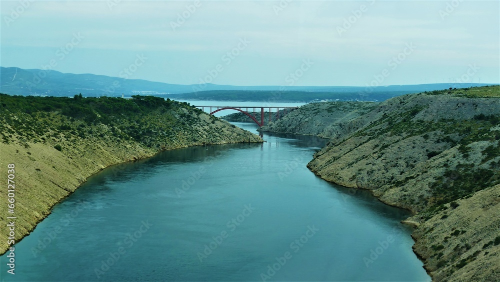 Land and a sea bay with bridge Land and a sea bay with bridge