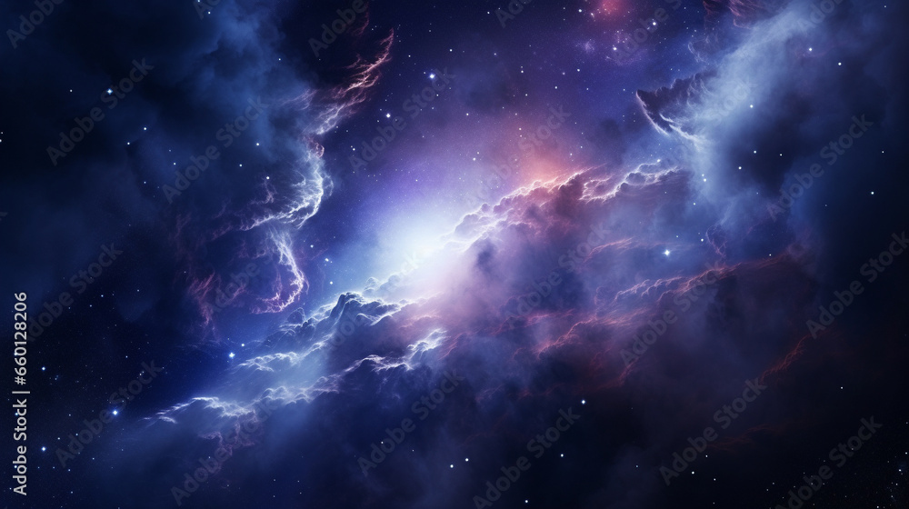 Panorama view of milky way galaxy with stars on night sky background, Milky way galaxy with stars and space dust universe, Universe filled with stars, AI Generated