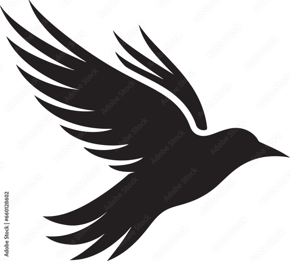 Obraz premium Pigeon in Silhouette Abstract Hummingbird Badge