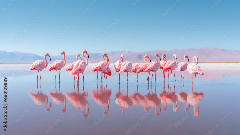 Obraz premium flamingos in the lake