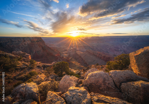 sunset at the lipan point in the grand canyon national park, arizona, usa photo