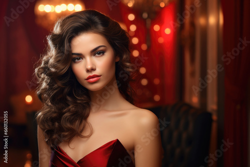 Portrait of beautiful woman lifestyle luxury glamor model