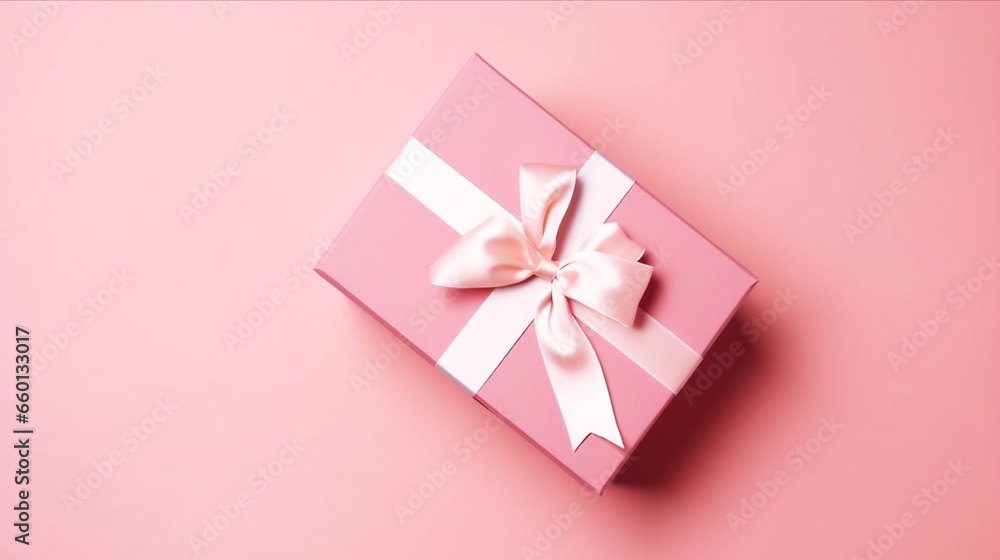 Holiday pink background with gift