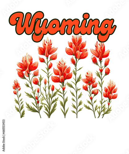Indian Paint Brush - Wyoming State Flower with text, transparent png