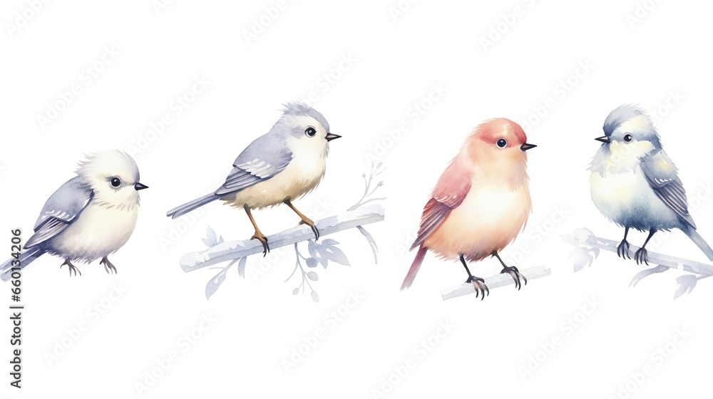 Collection of cute winter birds Collection of cute winter birds