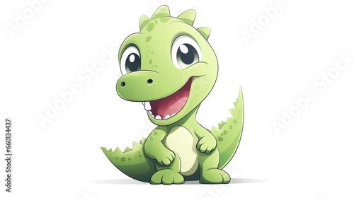 Cute cartoon green t-rex dinosaur