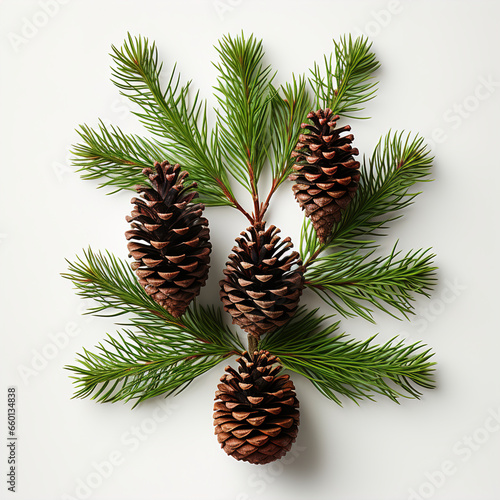 Variety of pine cones and fir cones on a clean white background