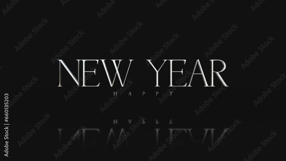 Elegance and festive style Happy New Year text set against a sophisticated black gradient background, this motion promo is an ideal for any winter holiday or seasonal marketing campaign Elegance and festive style Happy New Year text set against a sophisticated black gradient background, this motion promo is an ideal for any winter holiday or seasonal marketing campaign