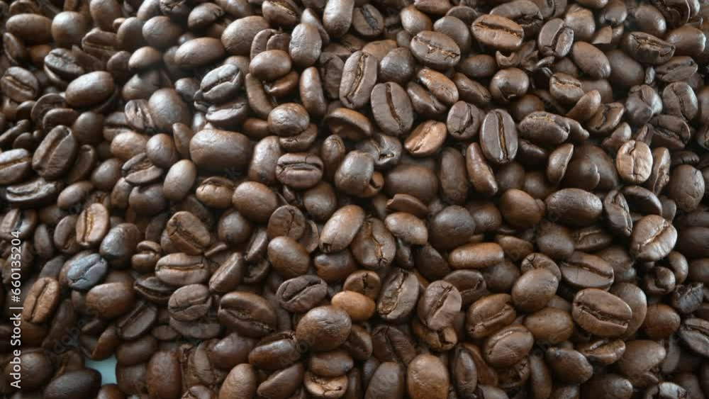 Slowly Rotated Roasted Coffee Beans Background Slowly Rotated Roasted Coffee Beans Background