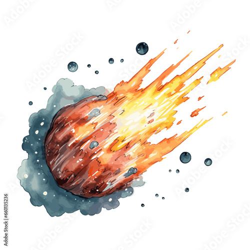 Aquarell eines flammenden Meteoriten vektor photo