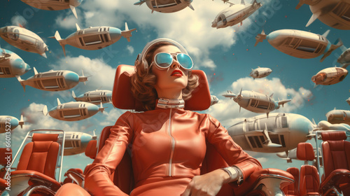 Portrait of retro futuristic woman, sci-fi styled