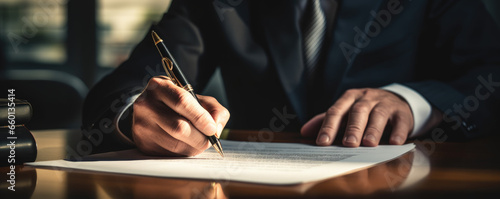 Businessman signing a contract photo