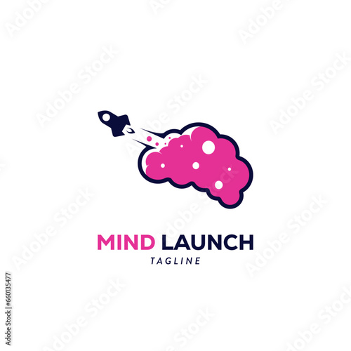 Mind Launch Logo Symbol Design Template Flat Style Vector
