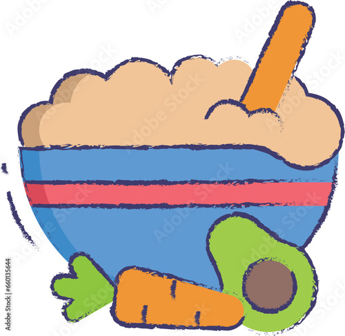 avocado and carrot puree hand drawn vector illustration