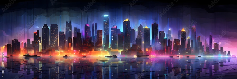 night city landscape with neon glow and vivid colors. night city landscape with neon glow and vivid colors.