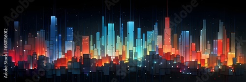 night city landscape with neon glow and vivid colors.