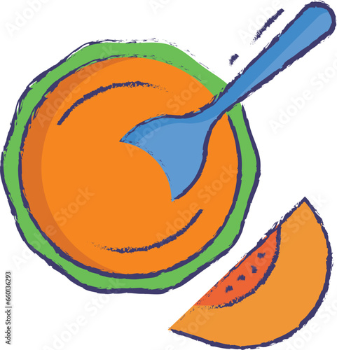 peach baby puree hand drawn vector illustration