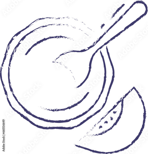 peach baby puree hand drawn vector illustration