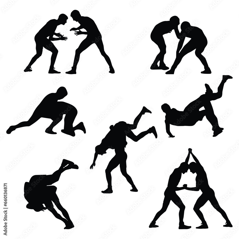 Wrestling Silhouette Vector illustration Wrestling Silhouette Vector illustration