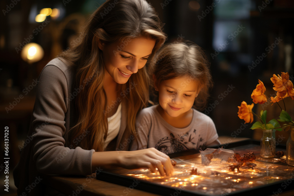 A parent teaching their child about the importance of sharing, instilling early lessons in moral behavior. Concept of childhood morality. Generative Ai. A parent teaching their child about the importance of sharing, instilling early lessons in moral behavior. Concept of childhood morality. Generative Ai.