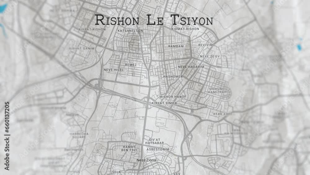 Rishon Le Tsiyon, Israel Paper Travel Map, Slider Shot Rishon Le Tsiyon, Israel Paper Travel Map, Slider Shot