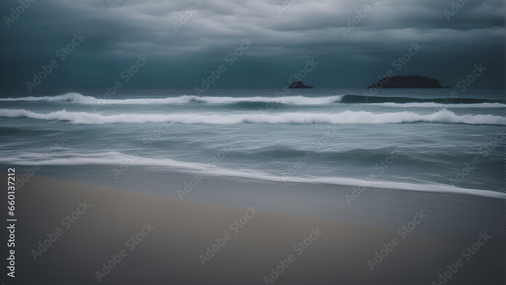 Stormy day at the beach. Long exposure. long exposure.