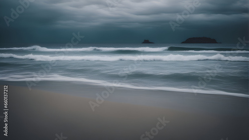 Stormy day at the beach. Long exposure. long exposure.