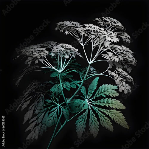 study black background dynamic lighting plant study poison hemlock 