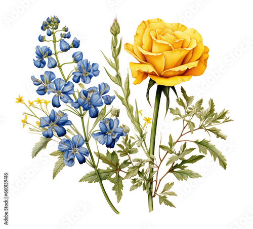 Yellow Rose of Texas Isolated on white transparent background